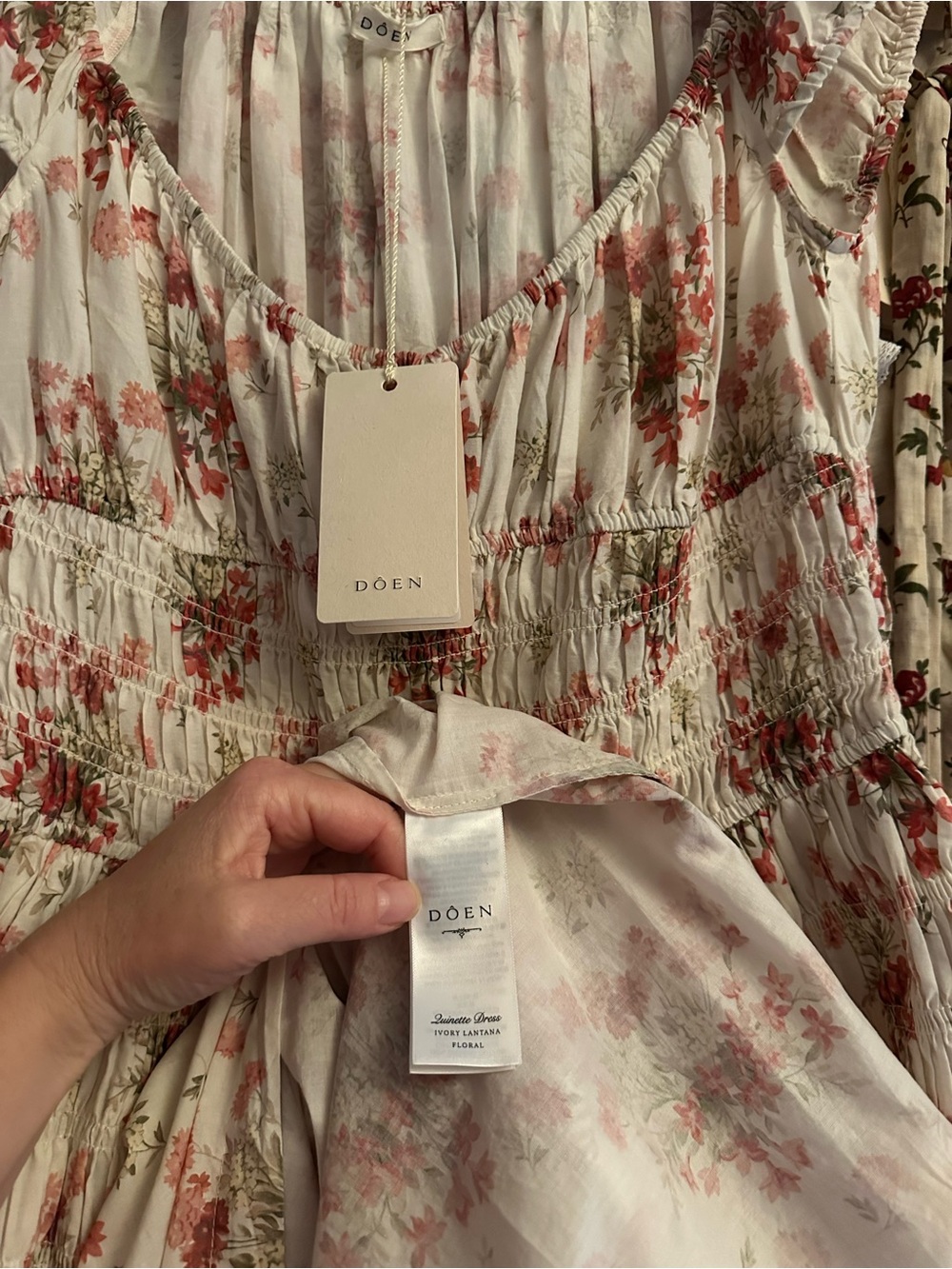 NWT $350 DOEN QUINETTE DRESS in IVORY LANTANA FLORAL Sz Medium - Picture 8 of 16